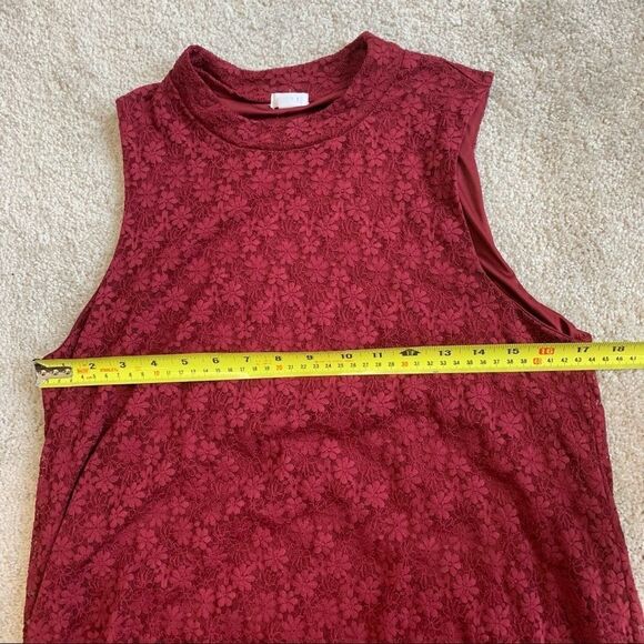 MAROON burgundy sleeveless lace dress size large - Picture 7 of 9